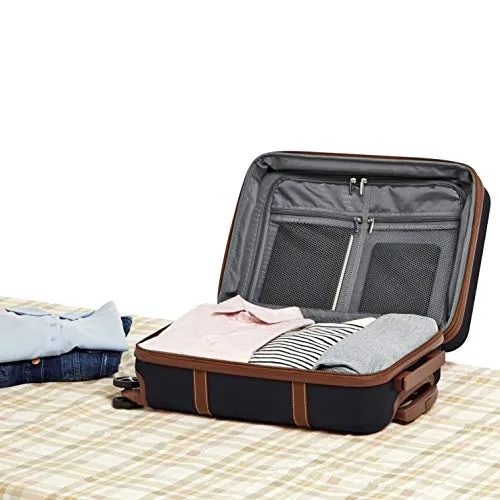 AmazonBasics Vienna Expandable Carry-On Luggage Spinner Suitcase - 20 Inch, Black