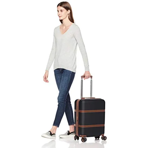 AmazonBasics Vienna Expandable Carry-On Luggage Spinner Suitcase - 20 Inch, Black