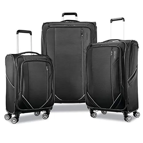 American Tourister Zoom Turbo Softside Expandable Spinner Wheel Luggage, Black