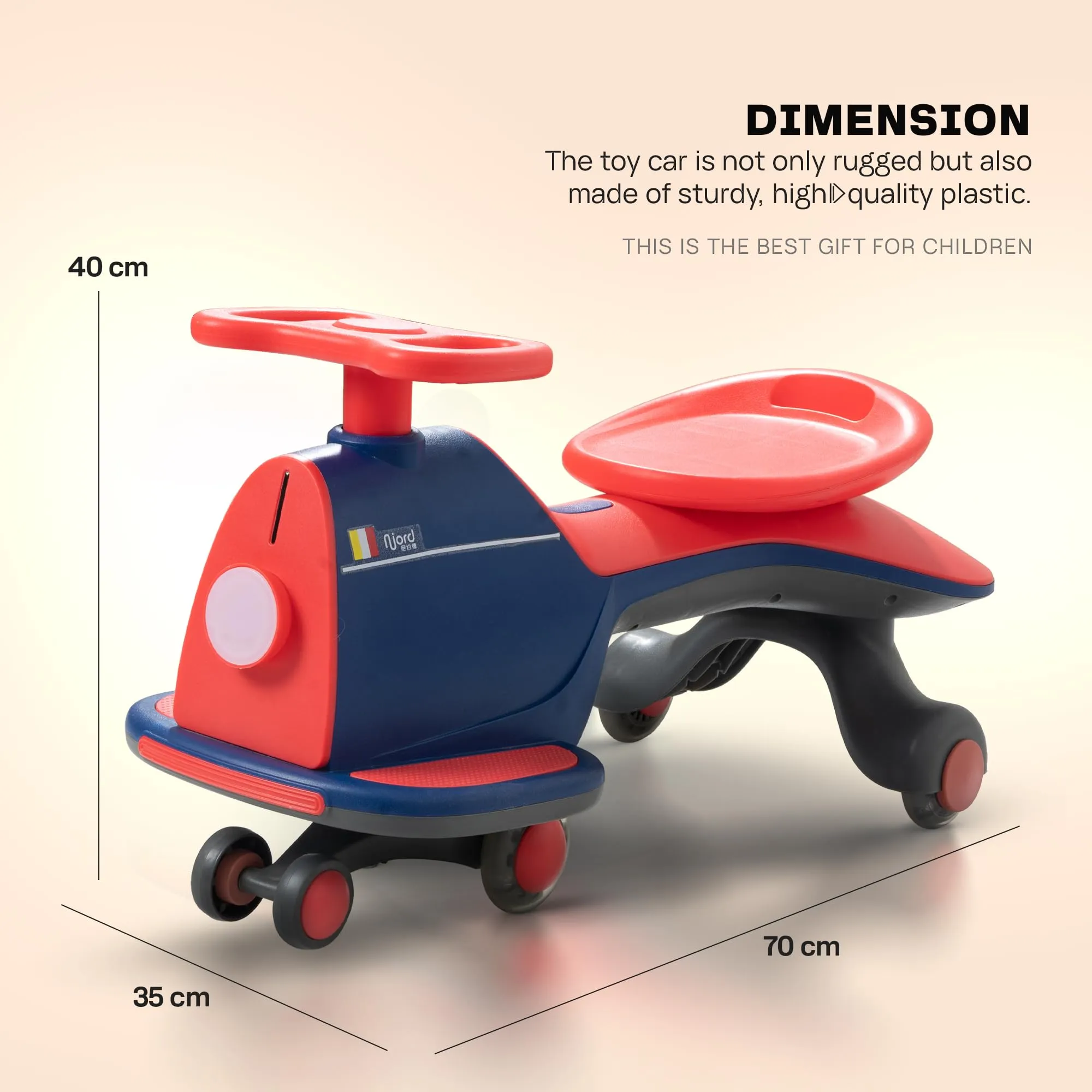 Baybee Nord Kids Magic Swing Cars for Kids, Twister Ride on Toy Kids Car with Music, Flashing LED PU Wheels & Light | Push Ride on Baby Car | Magic Car for Kids 3 to 8 Years Boys Girls (Red/Blue)