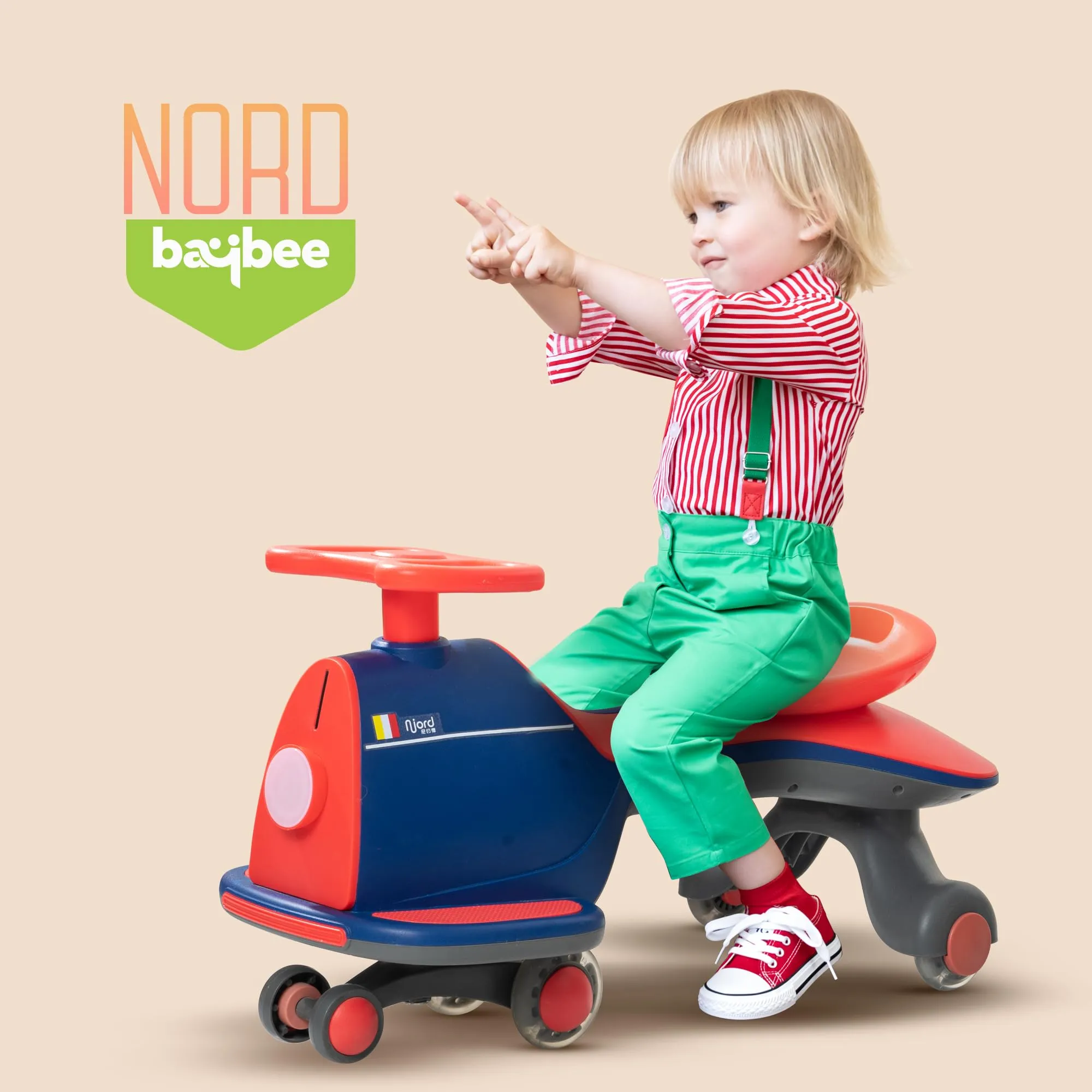 Baybee Nord Kids Magic Swing Cars for Kids, Twister Ride on Toy Kids Car with Music, Flashing LED PU Wheels & Light | Push Ride on Baby Car | Magic Car for Kids 3 to 8 Years Boys Girls (Red/Blue)