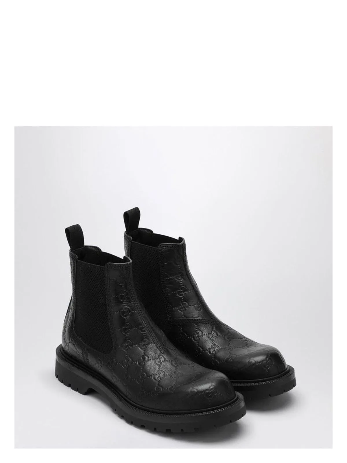 BLACK LEATHER ANKLE BOOT WITH WEB DETAIL