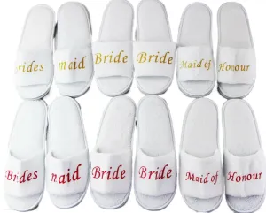 Bridal Slippers Bride To Be Bridesmaid Maid Of Honour Wedding White Pink Gold