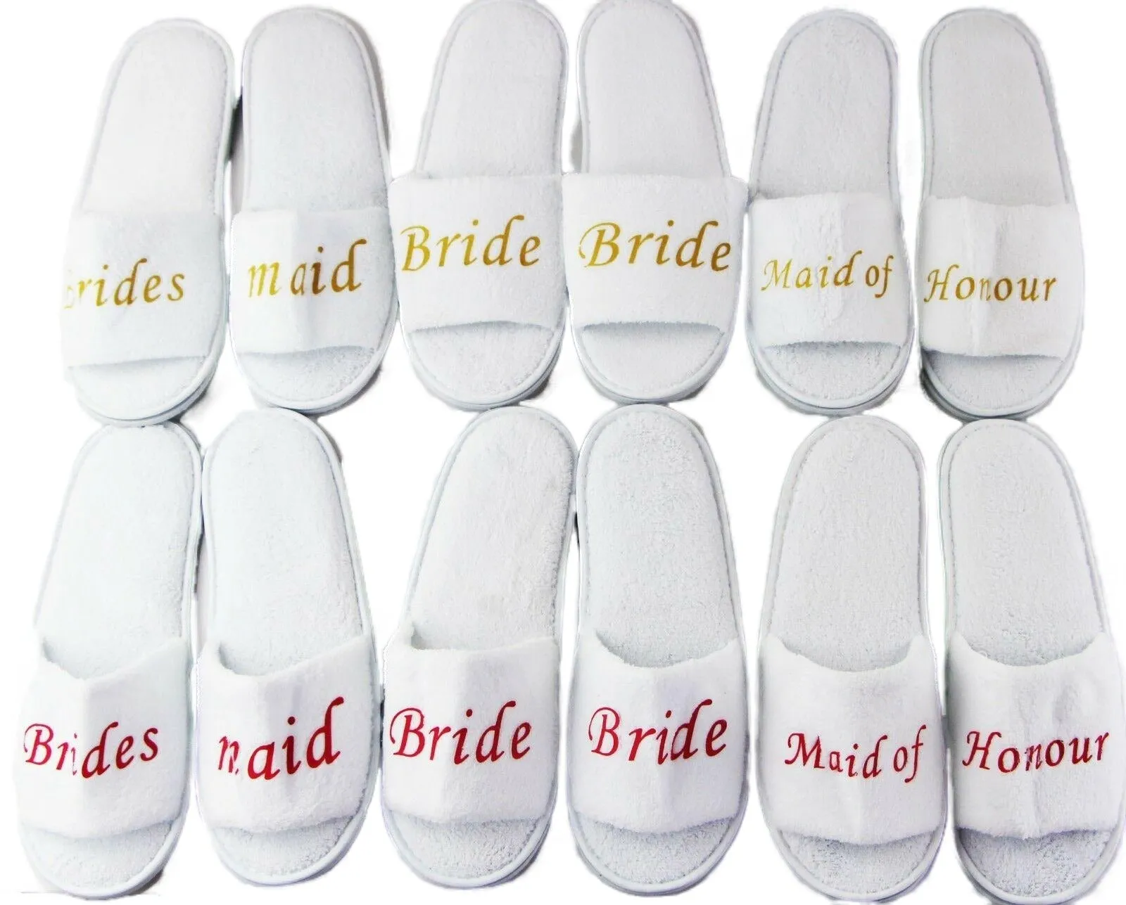 Bridal Slippers Bride To Be Bridesmaid Maid Of Honour Wedding White Pink Gold