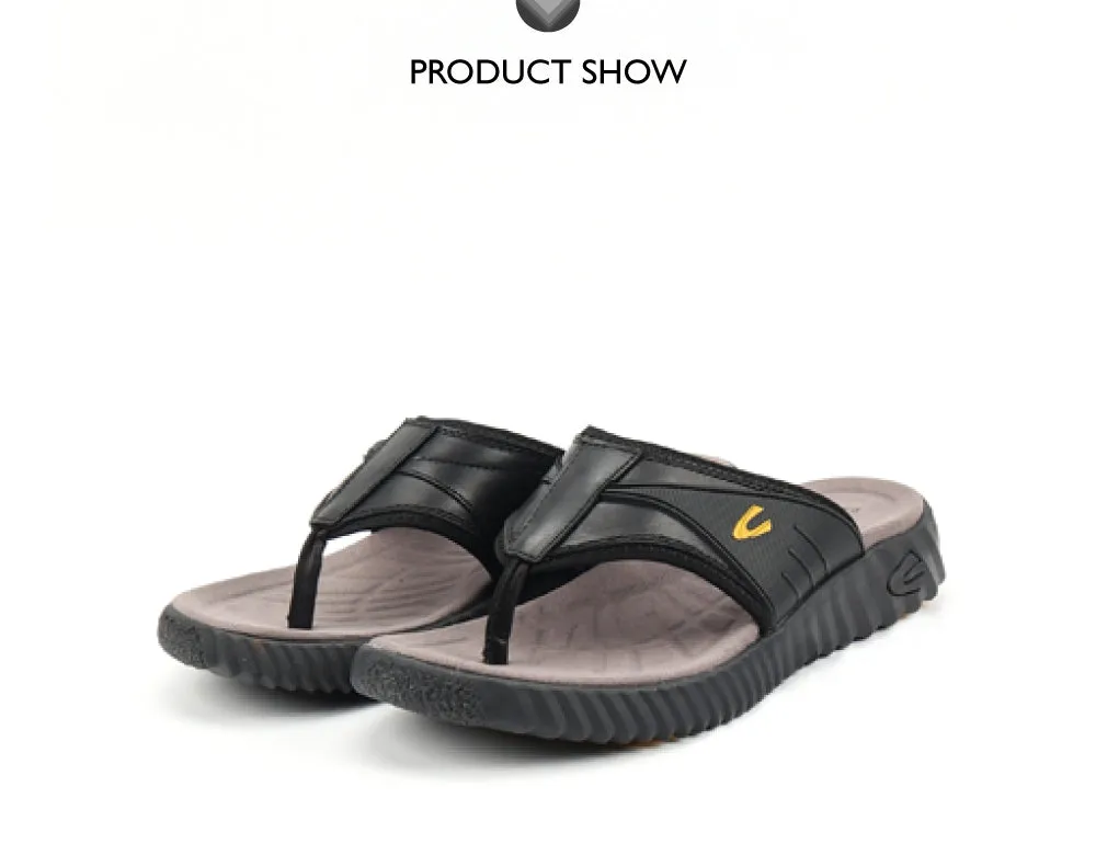 camel active Leather Sandals Men Black FRED-892503-XC1SV-1