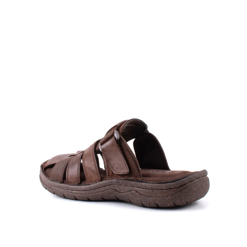 camel active Leather Slip On Front Panel Sandals Men Coffee BURTON - 892408-ES2SV-33