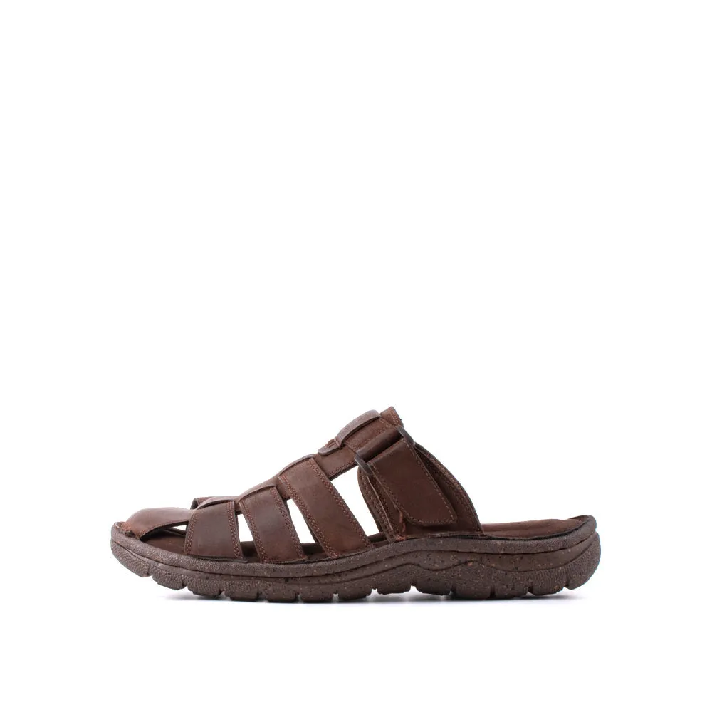 camel active Leather Slip On Front Panel Sandals Men Coffee BURTON - 892408-ES2SV-33