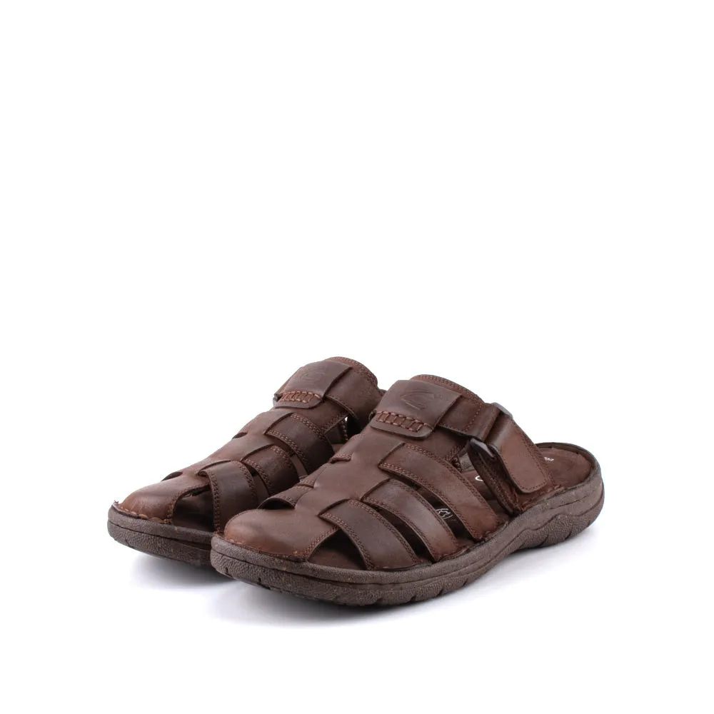 camel active Leather Slip On Front Panel Sandals Men Coffee BURTON - 892408-ES2SV-33