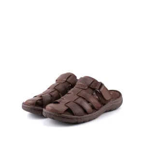 camel active Leather Slip On Front Panel Sandals Men Coffee BURTON - 892408-ES2SV-33