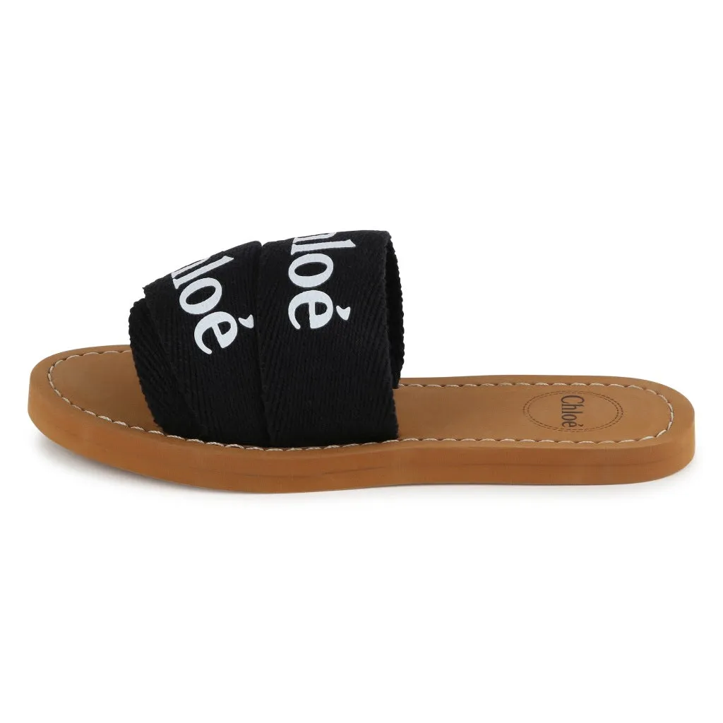 Chloé Kids Logo Print Flat Sandals