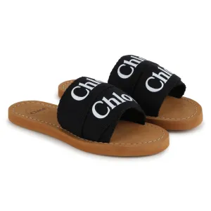 Chloé Kids Logo Print Flat Sandals
