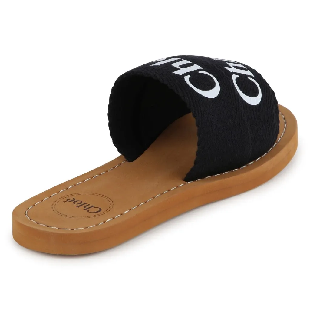 Chloé Kids Logo Print Flat Sandals