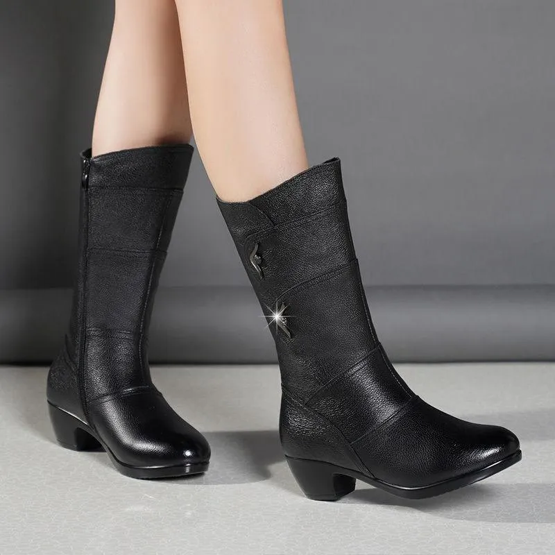 🎄Christmas Sale - 49% Off🔥Women's Mid-Calf Platform Wedge Chunky Heel Ankle Boots