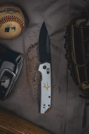 Custom Kershaw Iridium Astros 1990’s Theme D2 Blade Blue Cerakote White Cerakoted Aluminum Handle