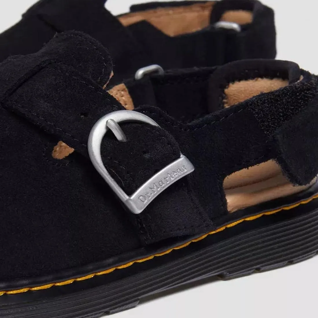 Dr Martens Kids Junior Jorgie Bronx Suede Mule Sandal Black
