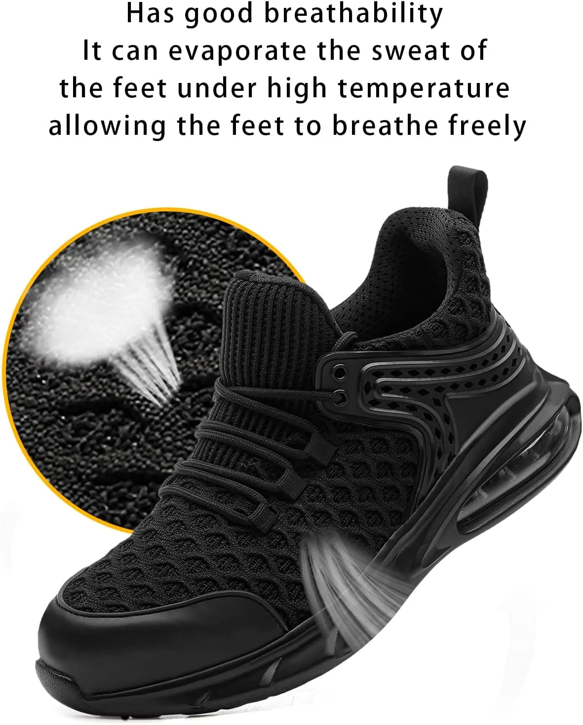 DRKA Steel Toe Shoes for Men,Lightweight Breathable Air Cushion Sneaker,Mens Indestructible Shoes,Slip Resistant Comfortable Safety Work Shoes Industrial Construction Footwear