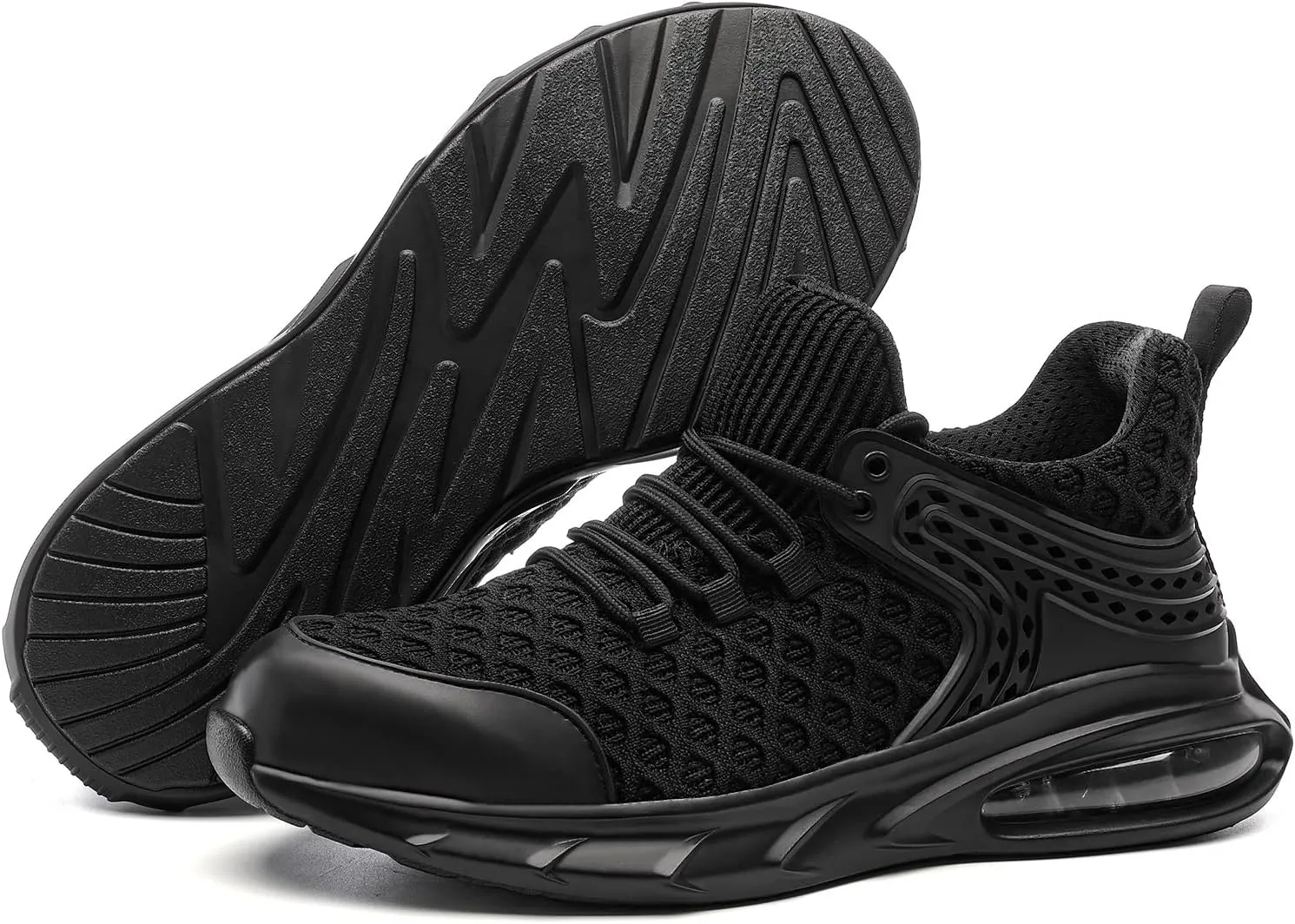 DRKA Steel Toe Shoes for Men,Lightweight Breathable Air Cushion Sneaker,Mens Indestructible Shoes,Slip Resistant Comfortable Safety Work Shoes Industrial Construction Footwear