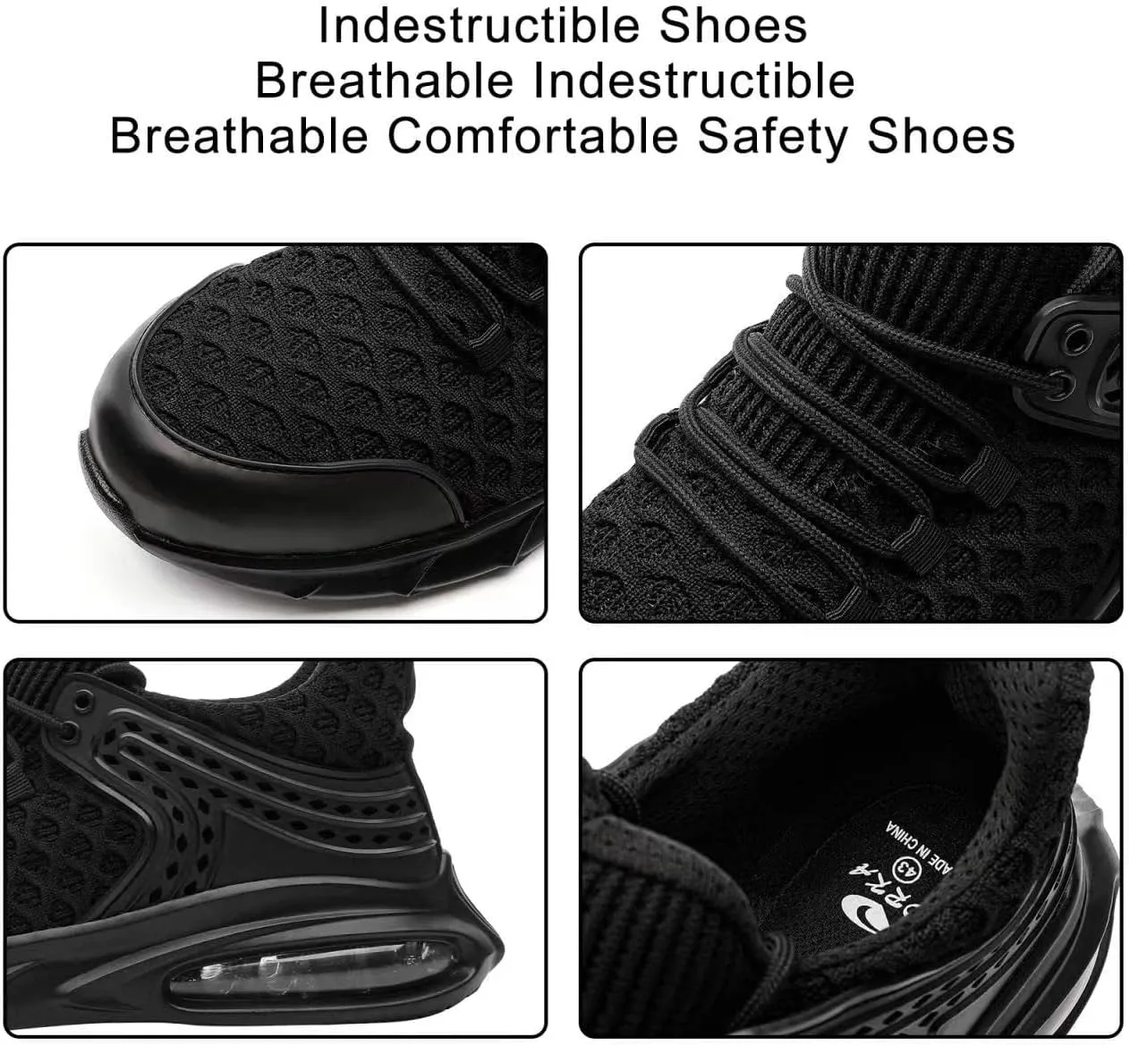 DRKA Steel Toe Shoes for Men,Lightweight Breathable Air Cushion Sneaker,Mens Indestructible Shoes,Slip Resistant Comfortable Safety Work Shoes Industrial Construction Footwear