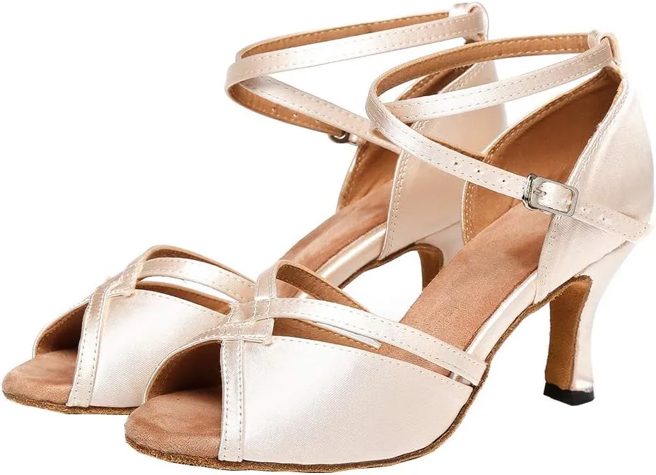 HIPPOSEUS Women Professional Latin Dance Shoes Open Toe Ballroom Salsa Bachata Shoe,Model YCL