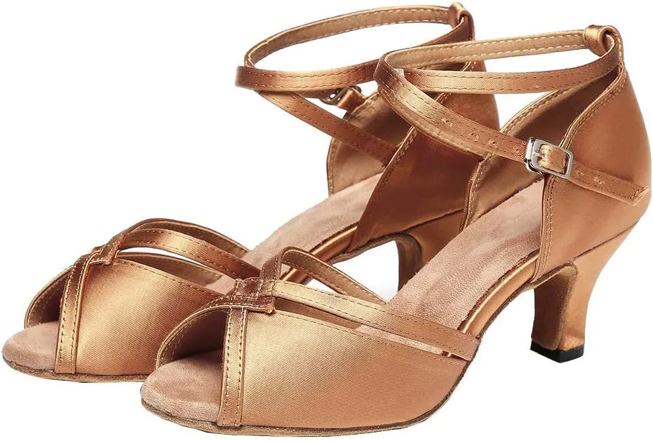 HIPPOSEUS Women Professional Latin Dance Shoes Open Toe Ballroom Salsa Bachata Shoe,Model YCL
