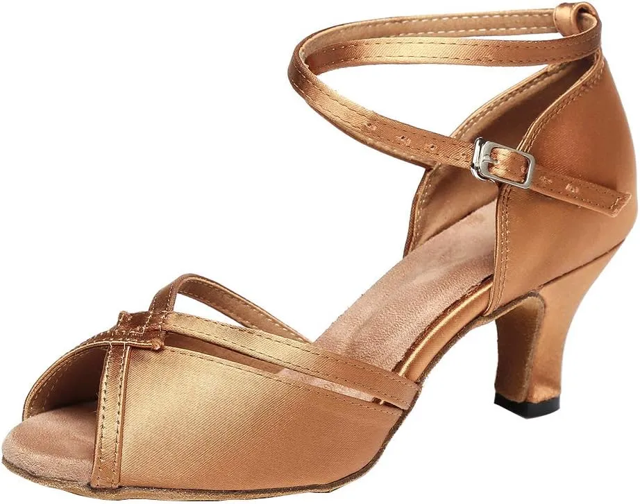 HIPPOSEUS Women Professional Latin Dance Shoes Open Toe Ballroom Salsa Bachata Shoe,Model YCL