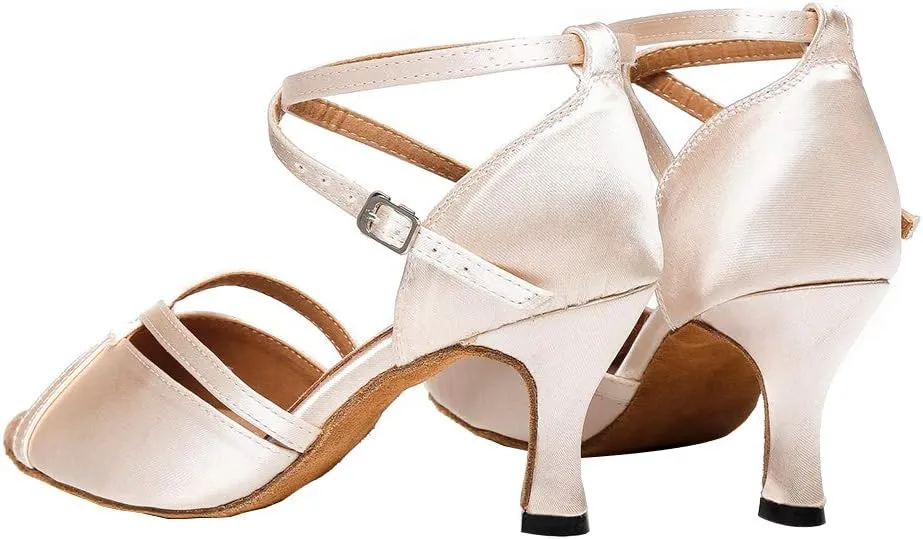 HIPPOSEUS Women Professional Latin Dance Shoes Open Toe Ballroom Salsa Bachata Shoe,Model YCL