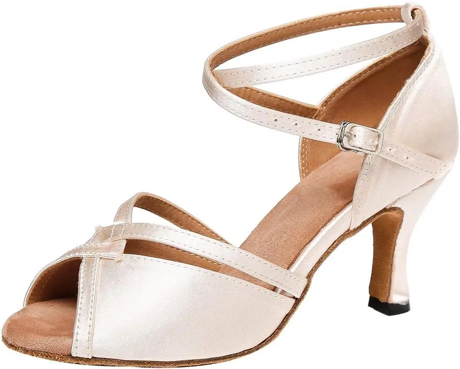 HIPPOSEUS Women Professional Latin Dance Shoes Open Toe Ballroom Salsa Bachata Shoe,Model YCL