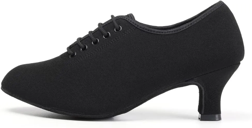 HIPPOSEUS Women's Lace up Latin Dance Shoes Pointed Toe Ballroom Modern Salsa Rhythm Teaching Practice Dance Shoes,Model KC