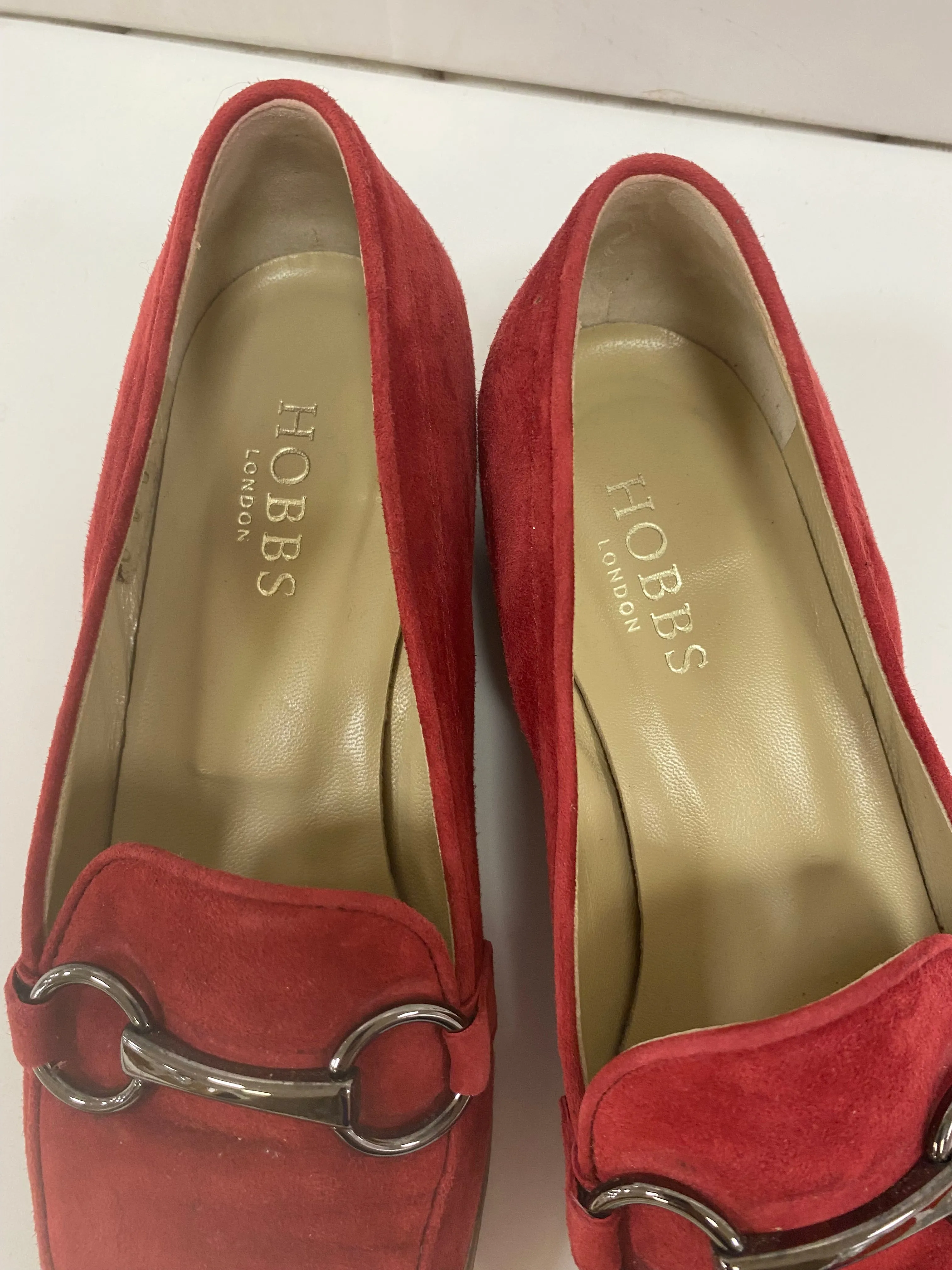 Hobbs Suede Loafers Shoes Flats Red Size 5 uk
