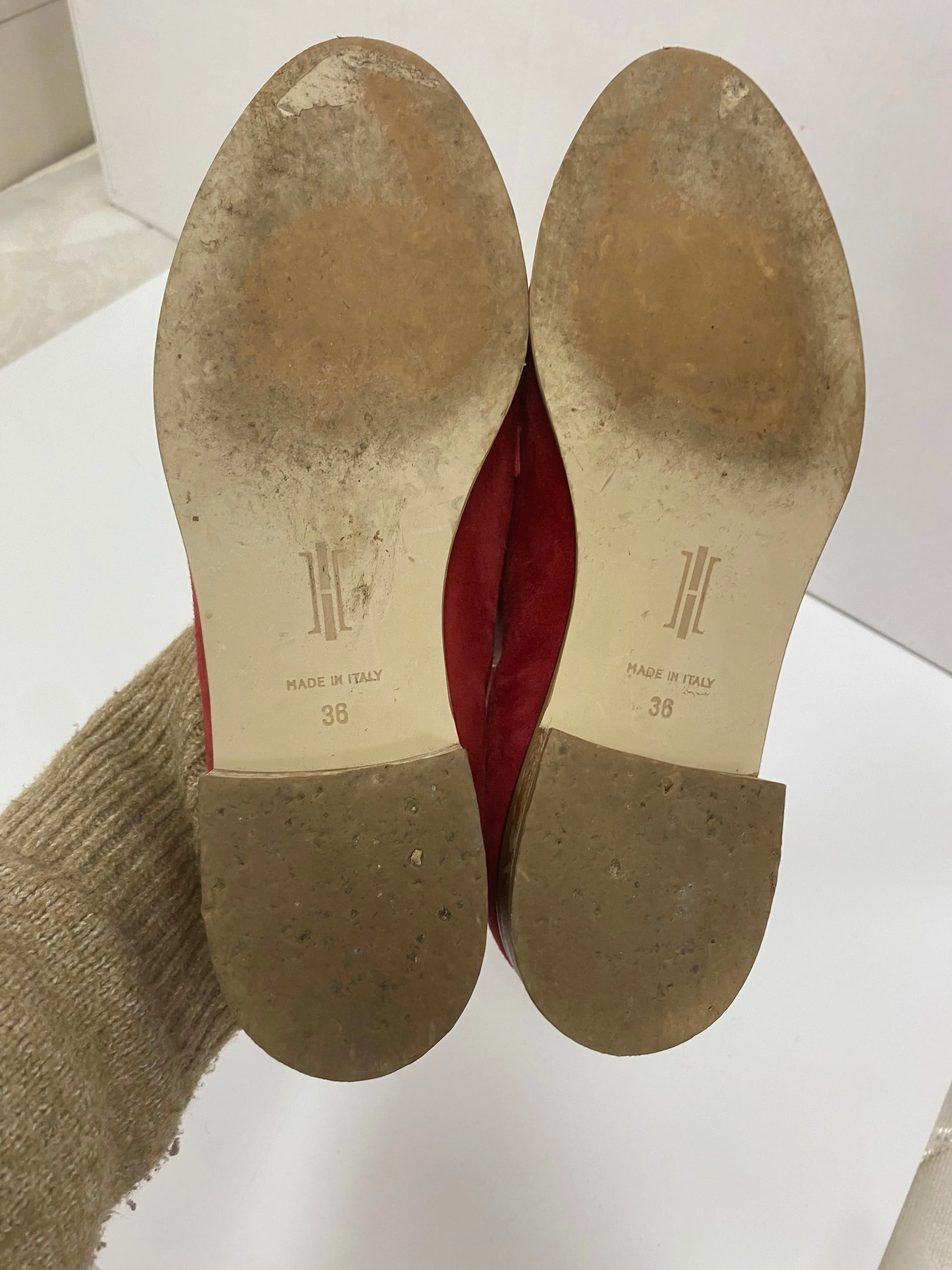 Hobbs Suede Loafers Shoes Flats Red Size 5 uk