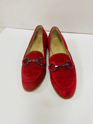 Hobbs Suede Loafers Shoes Flats Red Size 5 uk
