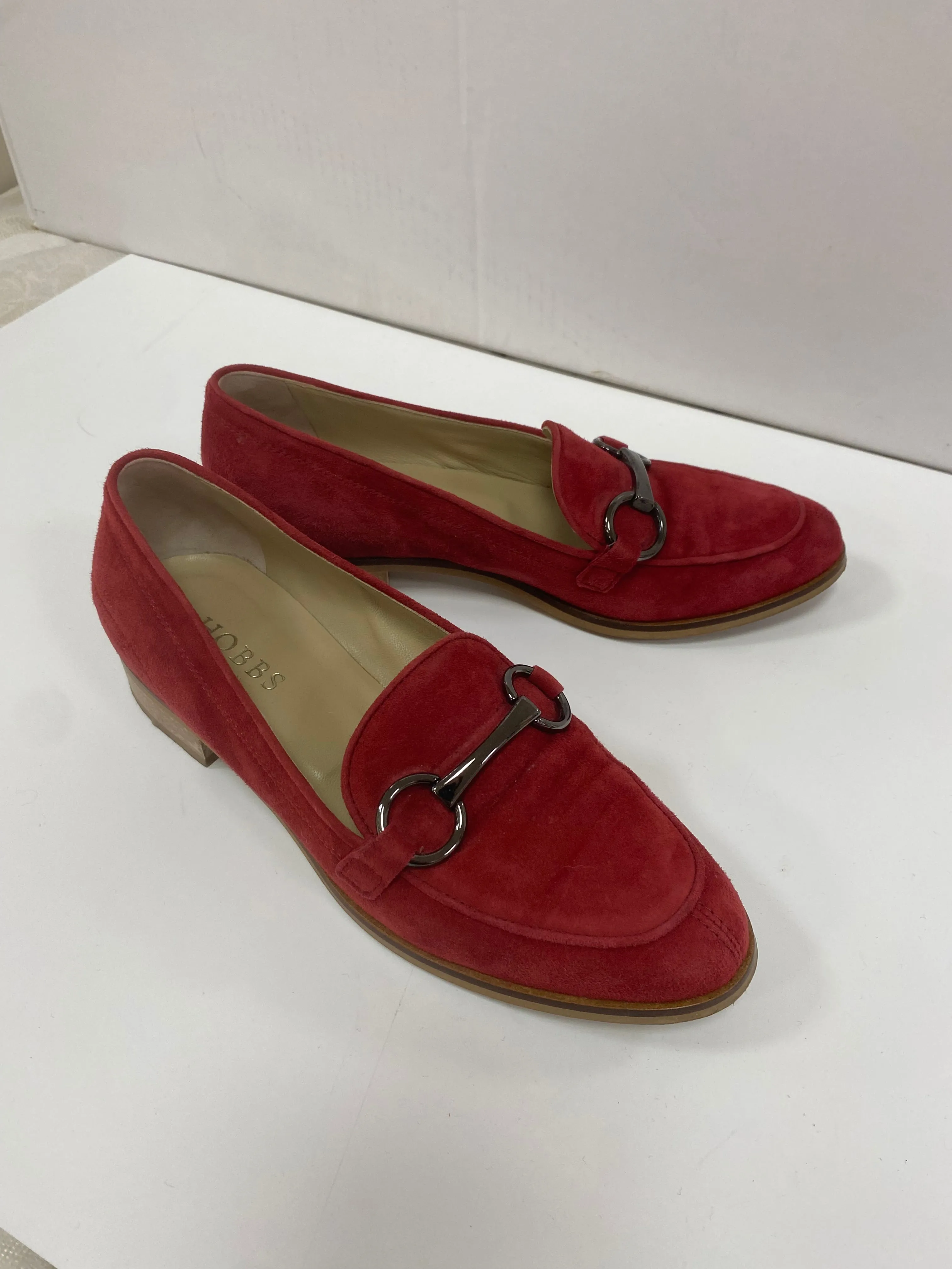 Hobbs Suede Loafers Shoes Flats Red Size 5 uk