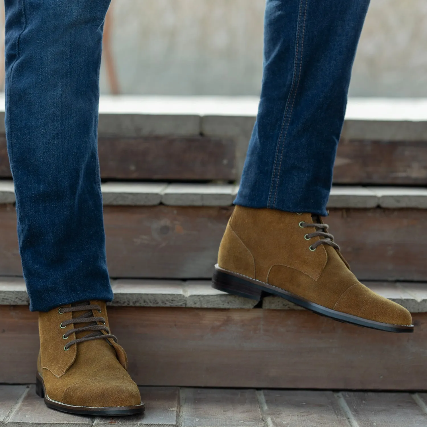 Knight Derby Brown Suede Leather Boots - StudGuard
