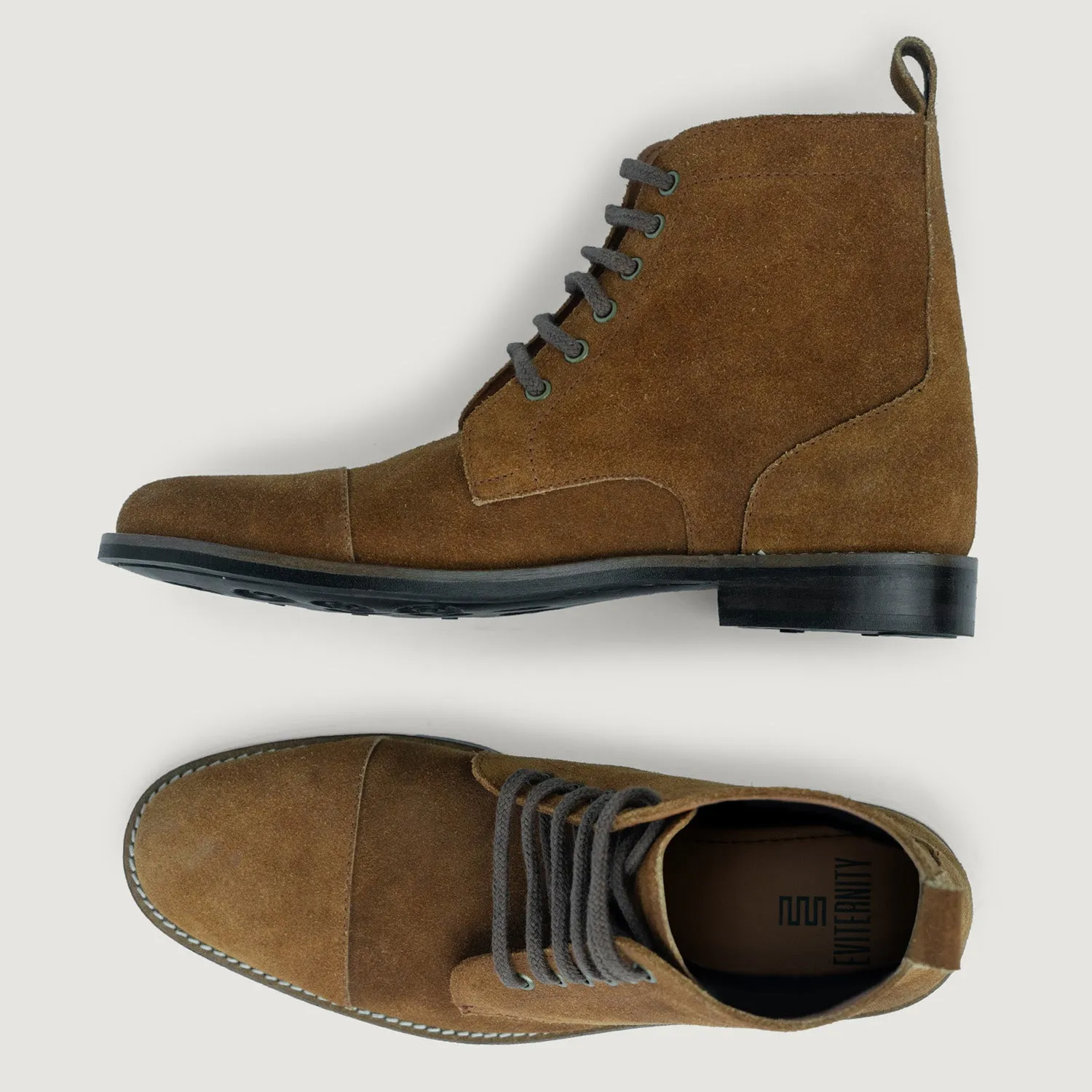 Knight Derby Brown Suede Leather Boots - StudGuard