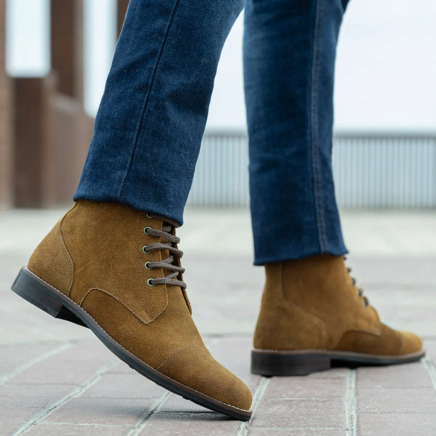 Knight Derby Brown Suede Leather Boots - StudGuard