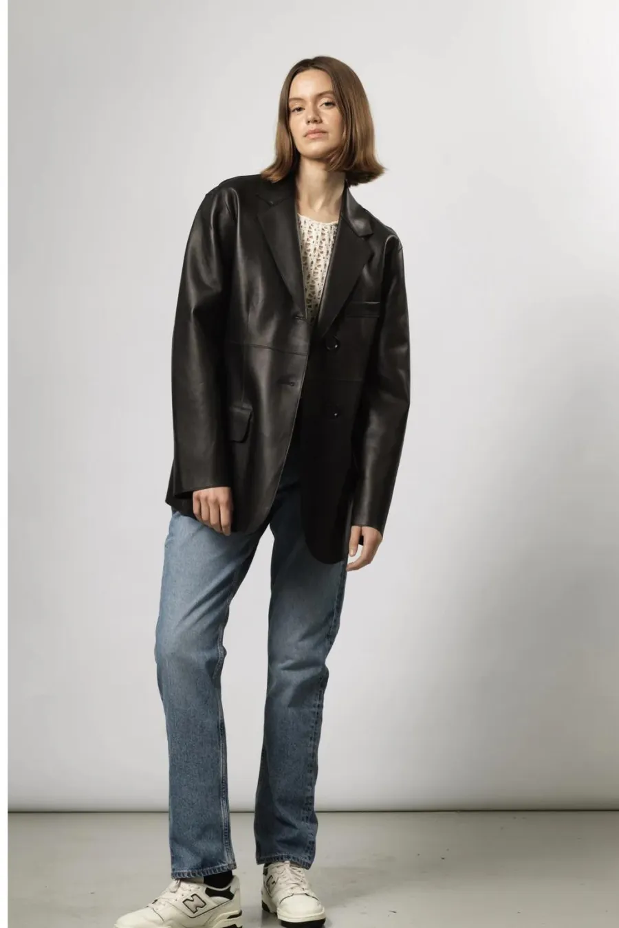 Lily Leather Blazer Black