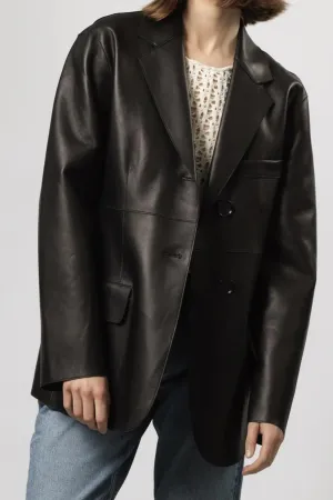 Lily Leather Blazer Black