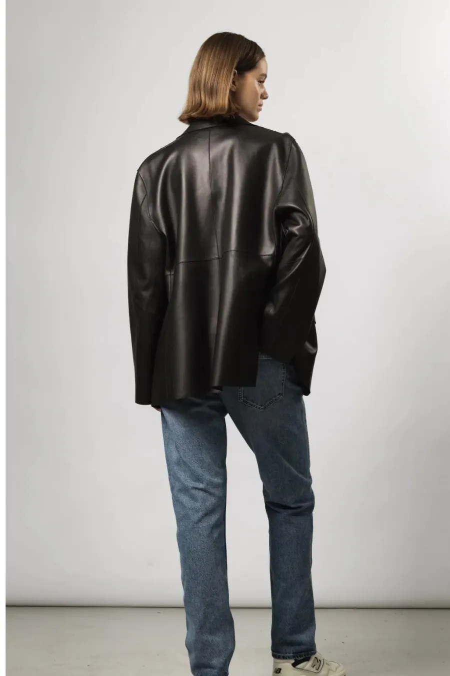 Lily Leather Blazer Black
