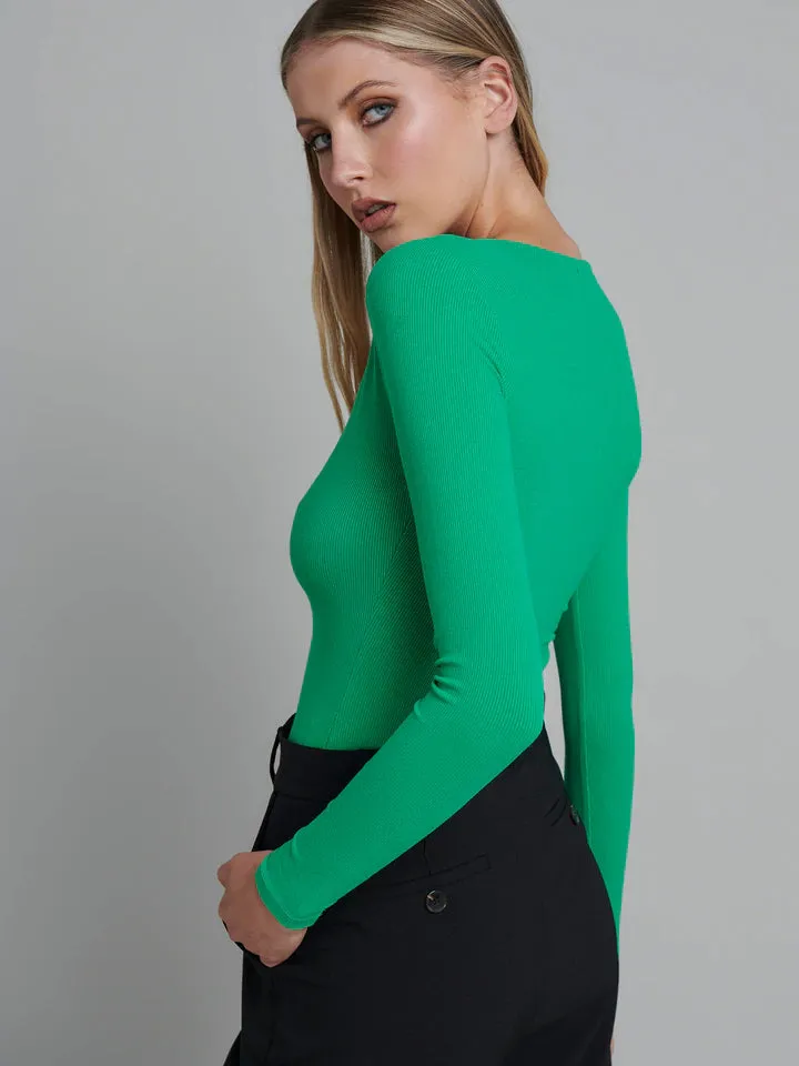 Long Sleeve Crew Neck Button Down Bodysuit