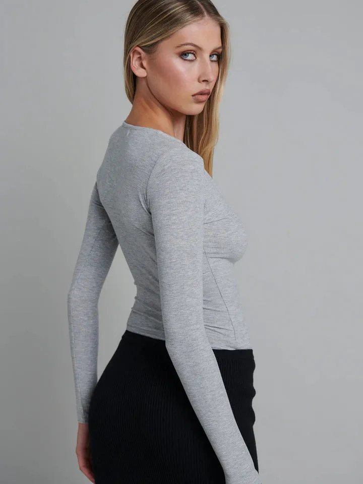 Long Sleeve Crew Neck Button Down Bodysuit