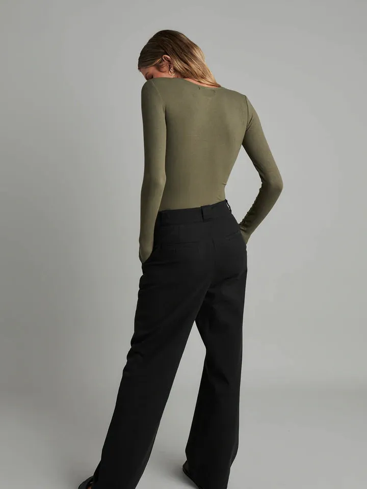 Long Sleeve Crew Neck Button Down Bodysuit