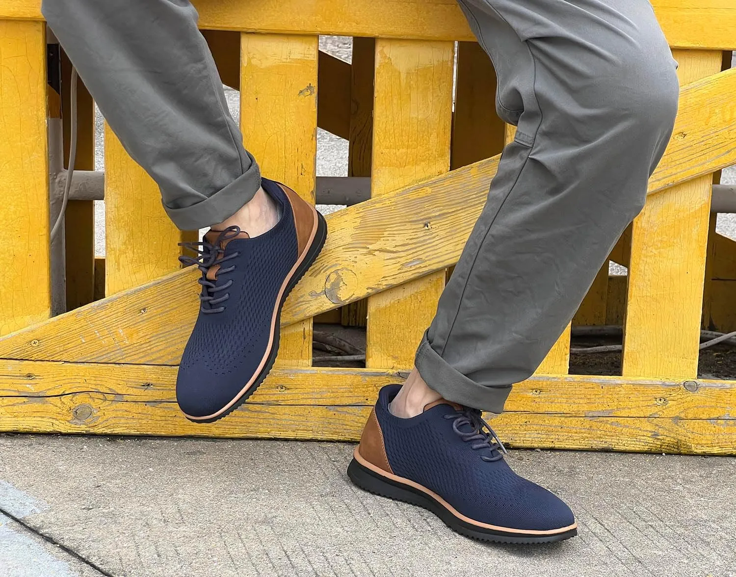 Men's Fashion Dress Sneakers Casual Walking Shoes Business Oxfords Mesh Comfortable Lightweight Breathable Tennis Lace-Up