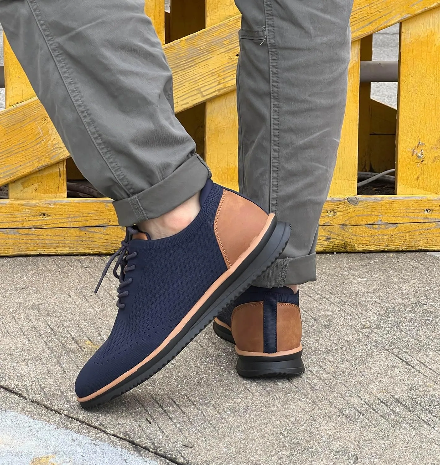 Men's Fashion Dress Sneakers Casual Walking Shoes Business Oxfords Mesh Comfortable Lightweight Breathable Tennis Lace-Up