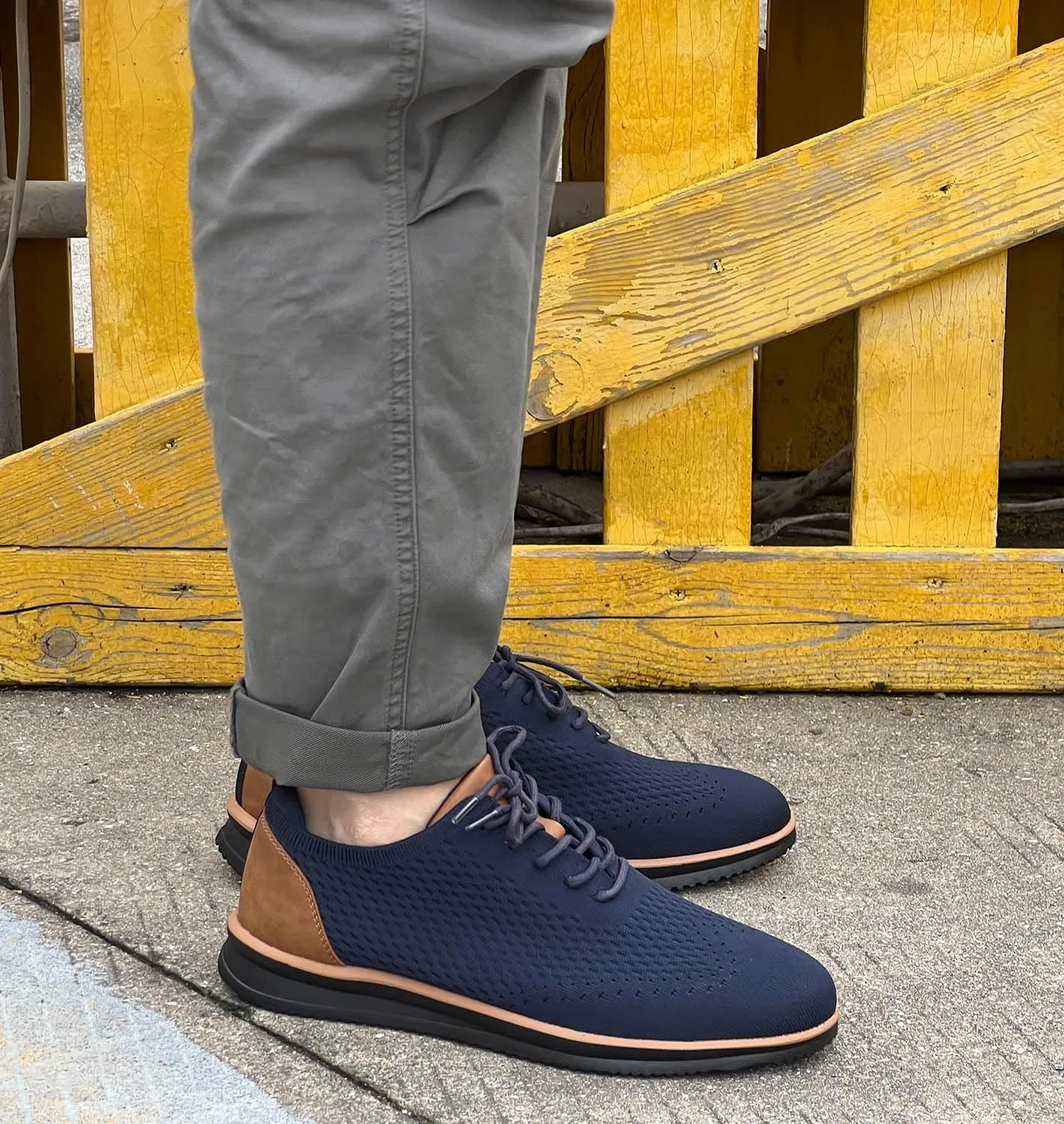 Men's Fashion Dress Sneakers Casual Walking Shoes Business Oxfords Mesh Comfortable Lightweight Breathable Tennis Lace-Up