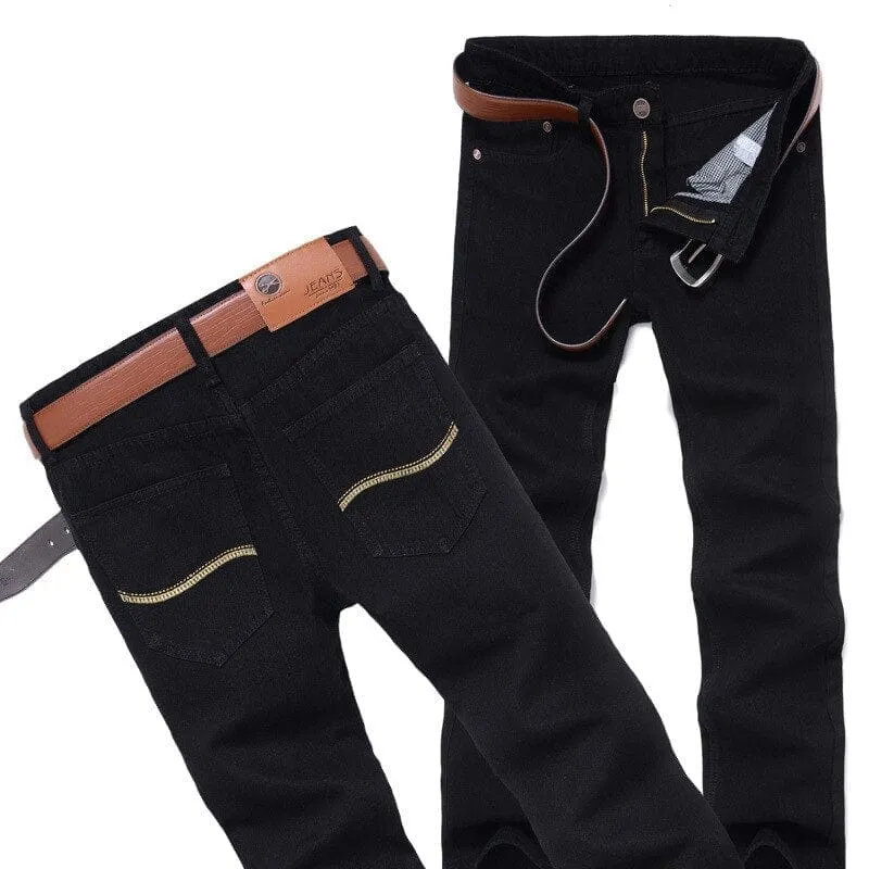 Men's Straight Slim Business Casual Jeans Youth Popular  Denim Pants