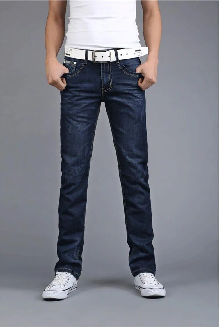 Men's Straight Slim Business Casual Jeans Youth Popular  Denim Pants
