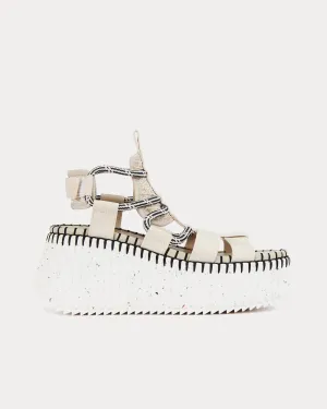 Nama Wedge Natural / Black Sandals