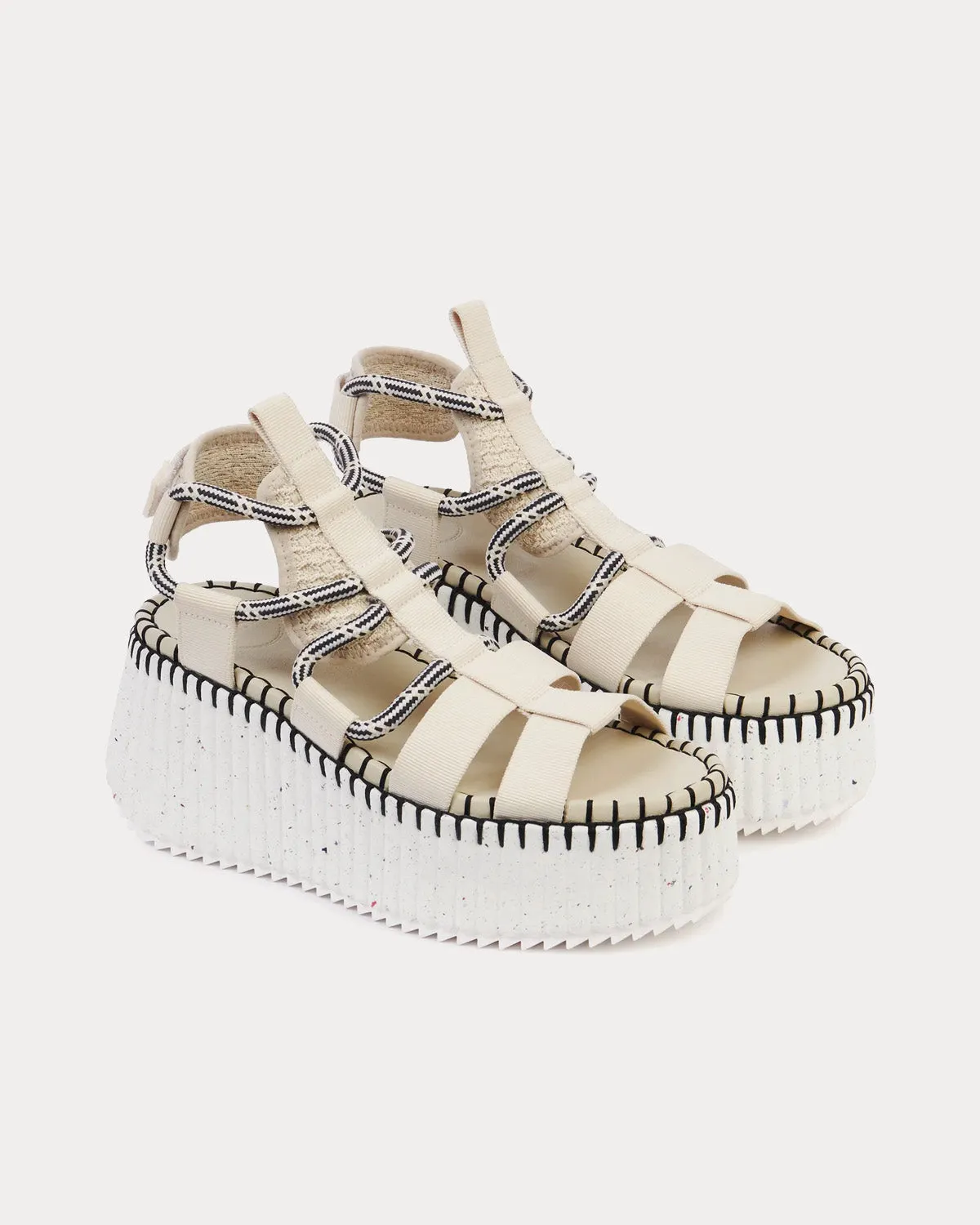 Nama Wedge Natural / Black Sandals