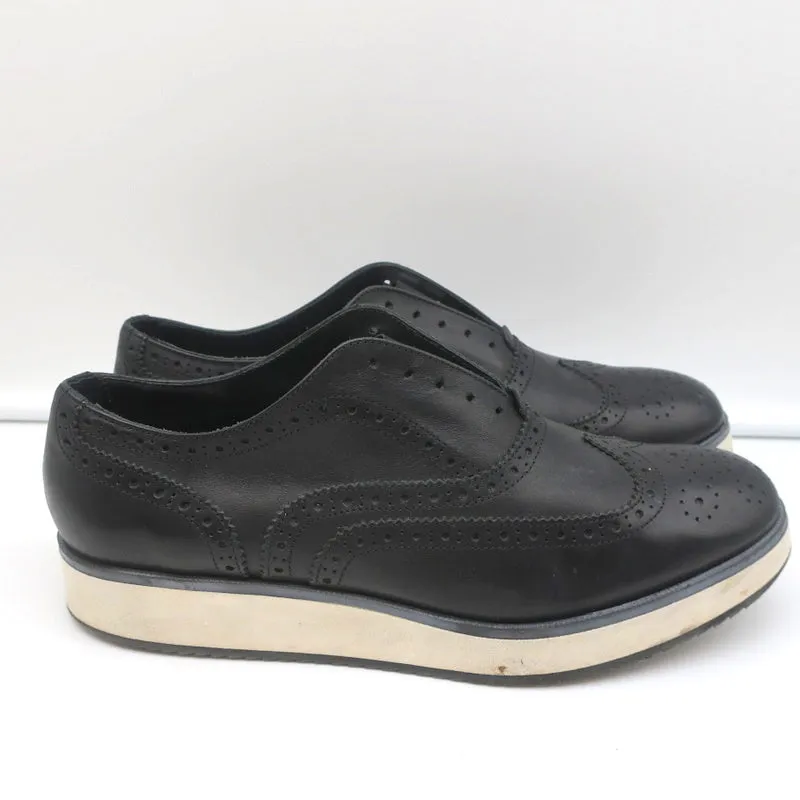 Rag & Bone Meli Flatform Brogues Black Perforated Leather Size 40