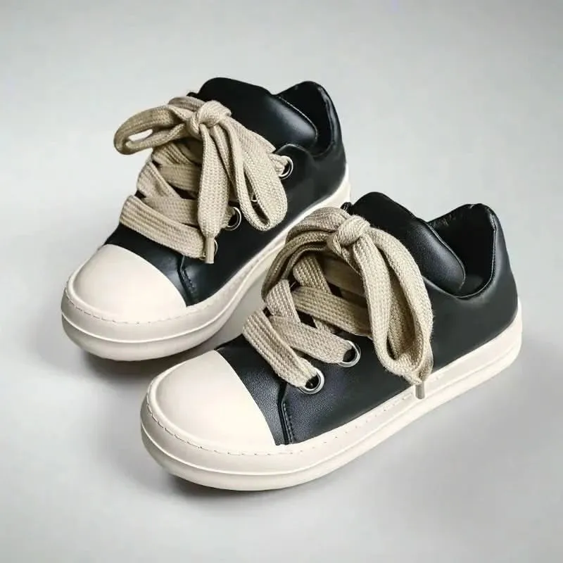 Round Toe Sneakers with Thick Shoelace